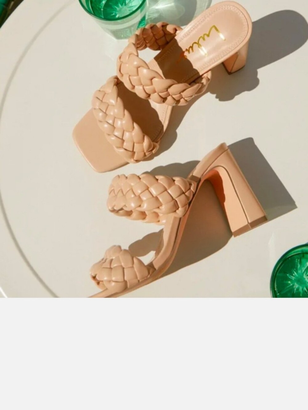 Lulu's Women’s Braided Block Heel Sandals in Nude